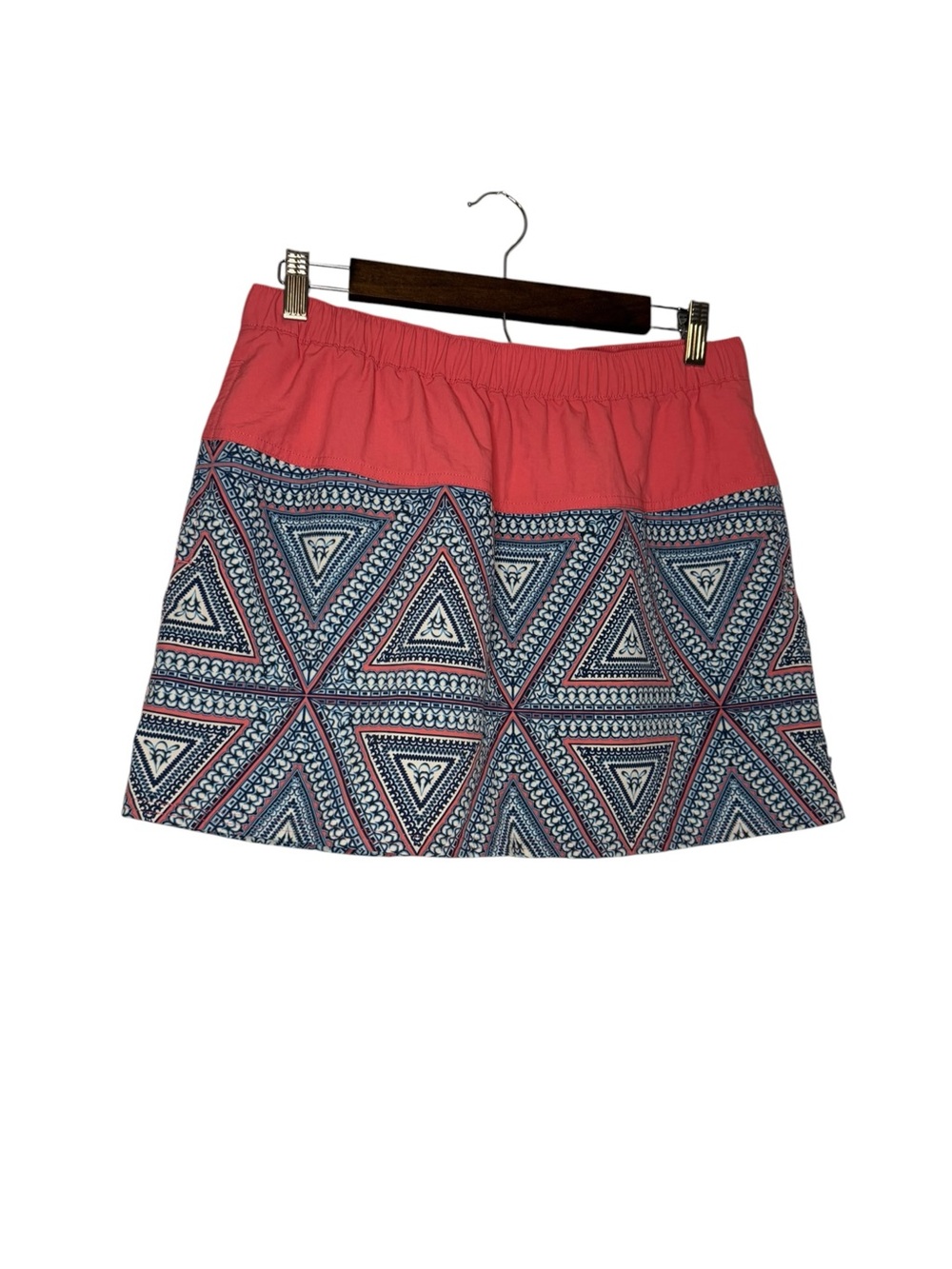 Patagonia Coral & Navy Triangle Print Mini Skirt Size Medium